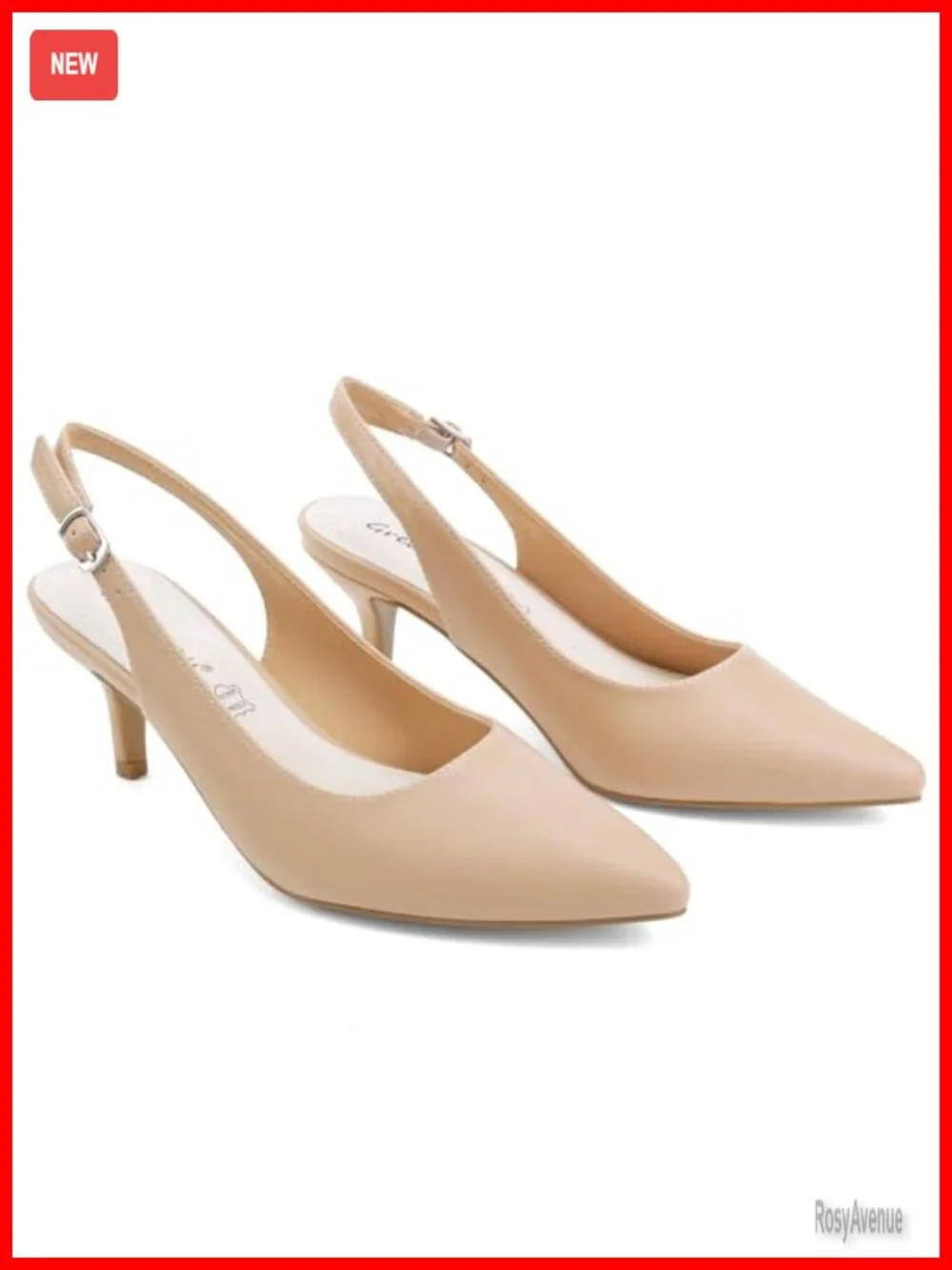 Women's Kitten Heels Pointed Toe Slingback Dress Pumps Shoes with Cushioned
